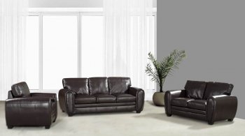 Dark Brown Bonded Leather Modern Sofa & Loveseat w/Options [GYS-G355]