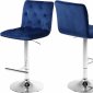 Contempo Bar Stool 711 Set of 4 Navy Velvet Fabric by Meridian