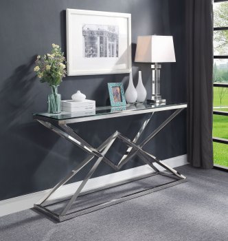 Wirt Console Table 90525 Clear Glass & Stainless Steel by Acme [AMCT-90525 Wirt]