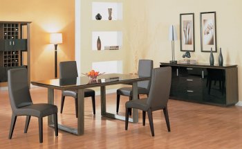 Chocolate Finish Wooden Dinette Set With Glass Cover [GFDS-498DT - 388DC - 498B]