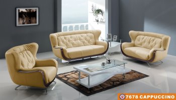 Cappuccino Bonded Leather 7678 Sofa w/Optional Loveseat & Chair [AES-7678 Cappuccino]