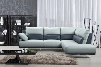 6311 Sectional Sofa in Light Grey & Blue Leather by ESF [EFSS-6311 Light Grey - Blue]