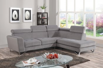 4025 Sectional Sofa in Grey Fabric Micro Chenille [EGSS-4025]