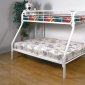 White Finish Contemporary Twin/Full Bunk Bed w/Built-In Ladders