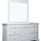 Satin White Finish Contemporary Seven-Drawer Dresser