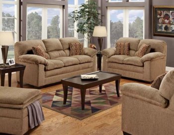 Mocha Fabric Modern Sofa & Loveseat Set w/Optional Items [UDS-3684-Mocha]