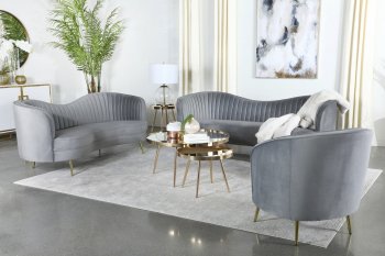 Sophia Sofa 506864 in Gray Velvet by Coaster w/Options [CRS-506864 Sophia]