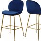 Paris Counter Stool 787 Set of 2 Navy Velvet Fabric by Meridian