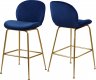 Paris Counter Stool 787 Set of 2 Navy Velvet Fabric by Meridian