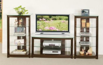 Brown Modern Tv Stand w/Glass Shelves & Optional Shelf Units [PXTV-F4500]