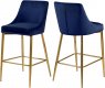 Karina Counter Stool 789 Set of 2 Navy Velvet Fabric - Meridian