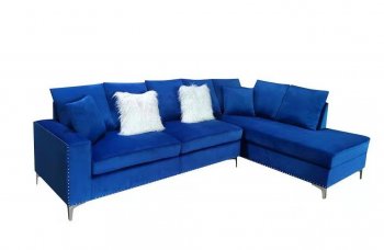 LCL-019 Sectional Sofa in Blue Velvet [BDSS-LCL-019 Blue]