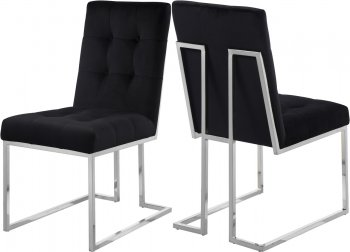 Alexis Dining Chair 731 Set of 2 Black Velvet Fabric by Meridian [MRDC-731 Alexis Black]