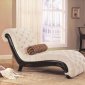 Beige Fabric Traditional Chaise Lounge w/Carved Wood Trim