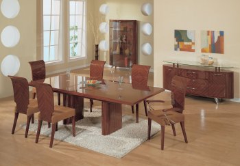 Half Brown High Gloss Finish Contemporary Dining Set [GFDS-Adriana]