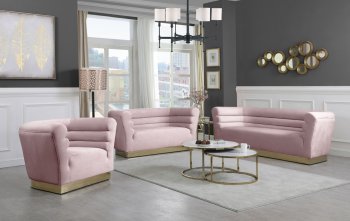 Bellini Sofa 669 in Pink Velvet Fabric by Meridian w/Options [MRS-669 Bellini Pink]