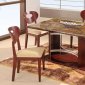 Dark Teak Faux Marble Top Modern Dinette Table W/Mahogany Base