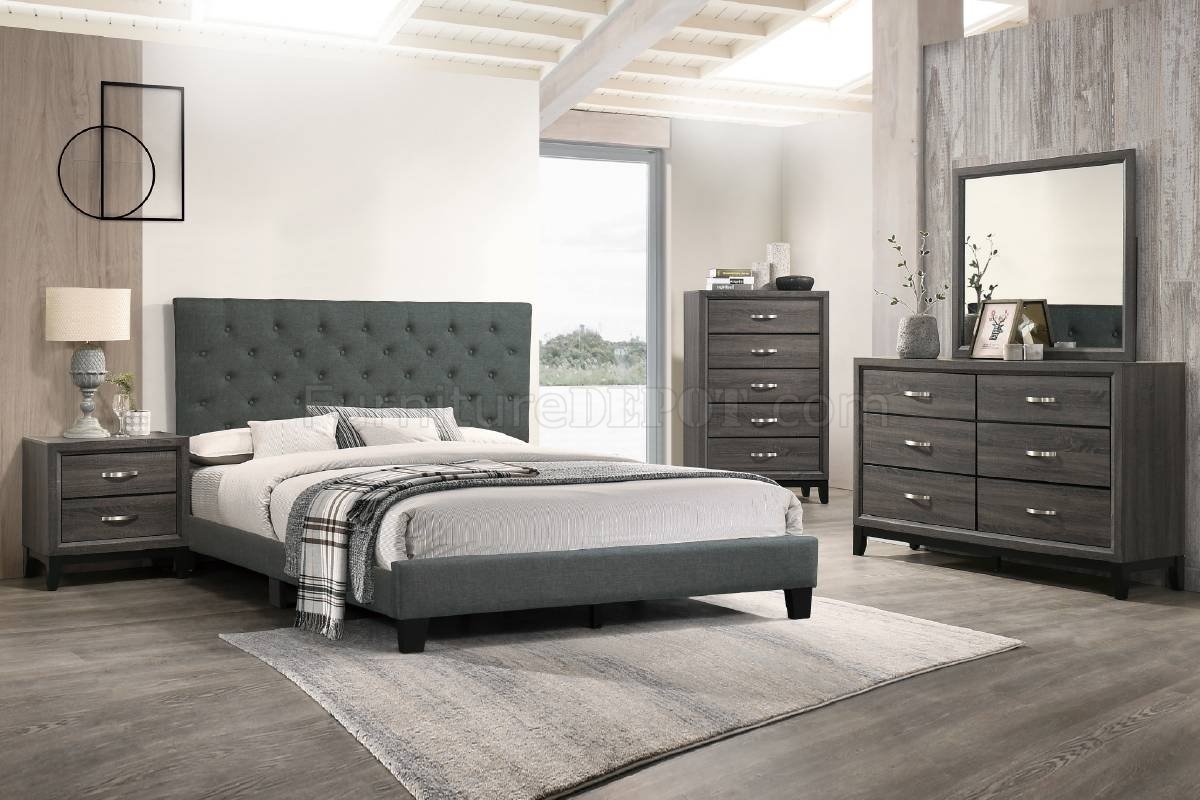 F9537 5PC Bedroom Set in Gray by Poundex w/Options