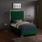 Lana Upholstered Bed in Green Velvet Fabric - Meridian w/Options