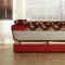 Contemporary Red Microfiber Sofa Bed with Storage Unit