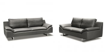 Obbe 522002 Sofa & Loveseat in Grey Leather by New Spec [NSS-522002 Obbe]