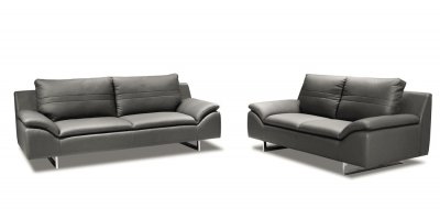 Obbe 522002 Sofa & Loveseat in Grey Leather by New Spec