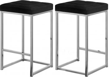 Nicola Counter Stool 904 Set of 2 Black Velvet Fabric -Meridian [MRBA-904 Nicola Black]