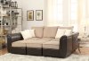 Caisy Sectional Sofa 52245 in Light Brown Velvet & Brown PU