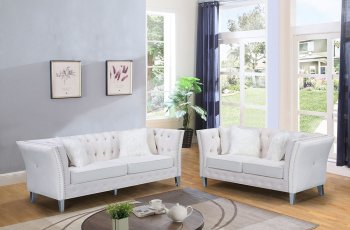 LCL-004 Sofa & Loveseat Set in White Velvet [BDS-LCL-004 White]