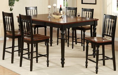 Black & Walnut Counter Height Dinette Table w/Optional Chairs