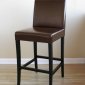 Bar Stool With Dark Brown Leather Upholstery