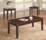 Faux Rosewood & Cappuccino Finish Modern 3Pc Coffee Table Set