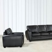 Black Bonded Leather Sofa & Loveseat Set w/Optional Chair