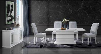 Monaco Dining Room 5Pc Set in White by Global w/Options [GFDS-Monaco-WHT]