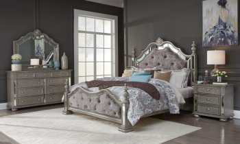 Diana Bedroom in Silver Velvet Fabric by Global w/Options [GFBS-Diana-Silver]