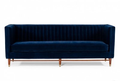 Miramar Sofa in Blue Velvet Fabric by VIG