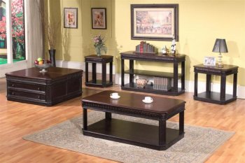 Vintage Black & Espresso Top Transitional Coffee Table w/Options [PHCT-TAB-27]