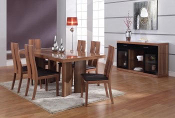 Matt Walnut Finish Modern Dining Table w/Optional Items [CYDS-IRENE-DT-RCT]