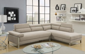 F6540 Sectional Sofa in Beige Glossy Polyfiber Fabric by Boss [PXSS-F6540 Beige]