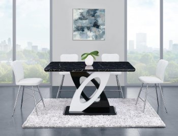 D964BT Dining Table in Black & White by Global w/Optional Chairs [GFDS-D964BT-D1066BS-WH]