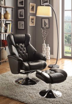 Aleron Swivel Reclining Chair 8548BLK w/Ottoman by Homelegance [HERC-8548BLK Aleron]