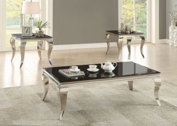 705018 Coffee Table 3Pc Set in Black & Chrome by Coaster [CRCT-705018 Carone]