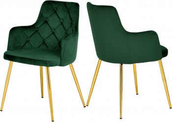 Salvatore Dining Chair 757 Set of 2 Green Velvet Fabric Meridian [MRDC-757 Salvatore Green]