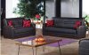 Bronx Sofa Bed in Black Leatherette w/Optional Loveseat & Chair