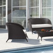 Black & White Modern Outdoor Set w/Clear Glass Top Tables