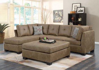 Darie Sectional Sofa 508528 in Golden Brown Microfiber - Coaster [CRSS-508528-Darie]