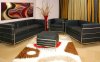 Black Leather Le Corbusier Style Modern 4PC Living Room Set