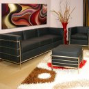 Black Leather Le Corbusier Style Modern 4PC Living Room Set