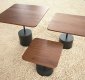 Walnut Finish Modern 3Pc Square Coffee Table Set w/Metal Base