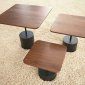 Walnut Finish Modern 3Pc Square Coffee Table Set w/Metal Base